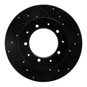 Land Rover Defender 90 Brake Rotor (1) - Rear Right - R1 Concepts - Drilled & Slotted - Black - `74-`16